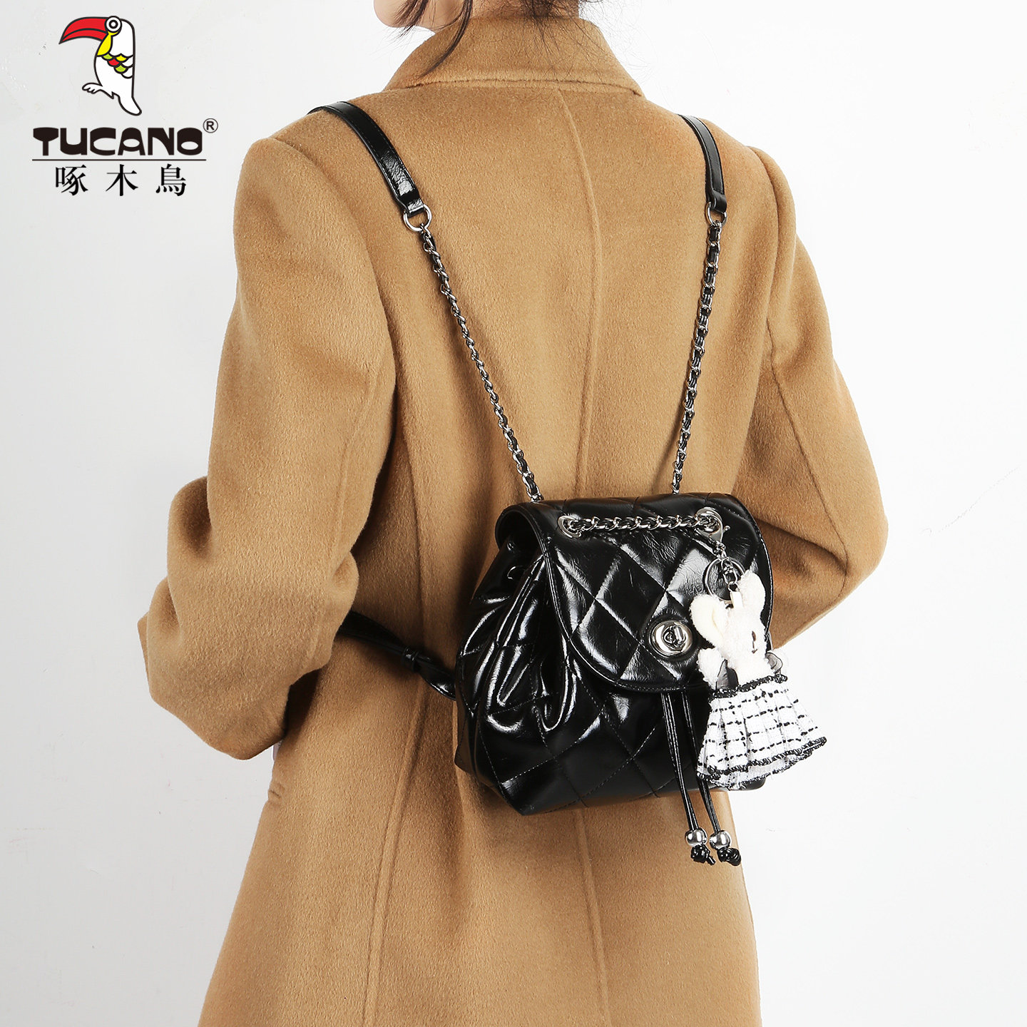 啄木鸟小号背包女士2025新款时尚百搭通勤高级感小香风菱格双肩包