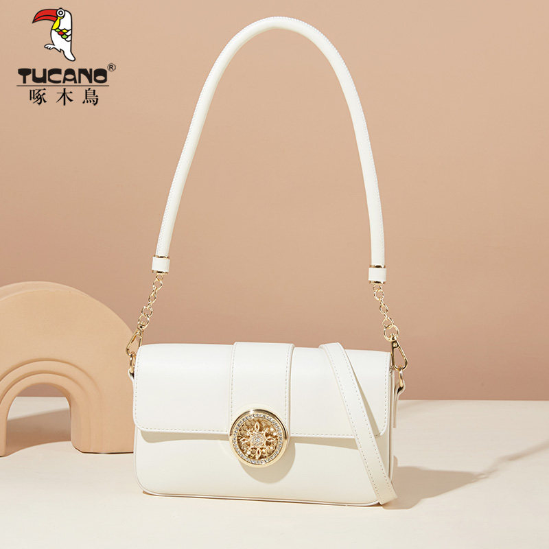 啄木鸟真皮包包2023新款小方包斜挎女包小众设计高级感单肩腋下包