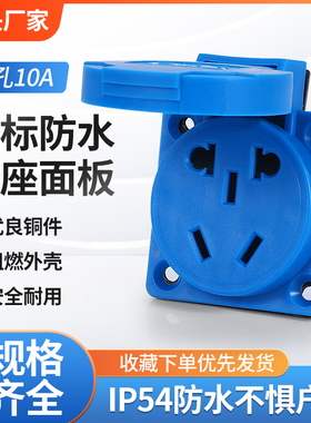 IP54电源工业插座翻盖室外防水防爆5孔10A/16A通用220V二三插暗装
