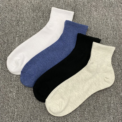 春夏袜子男中筒黑白色运动袜