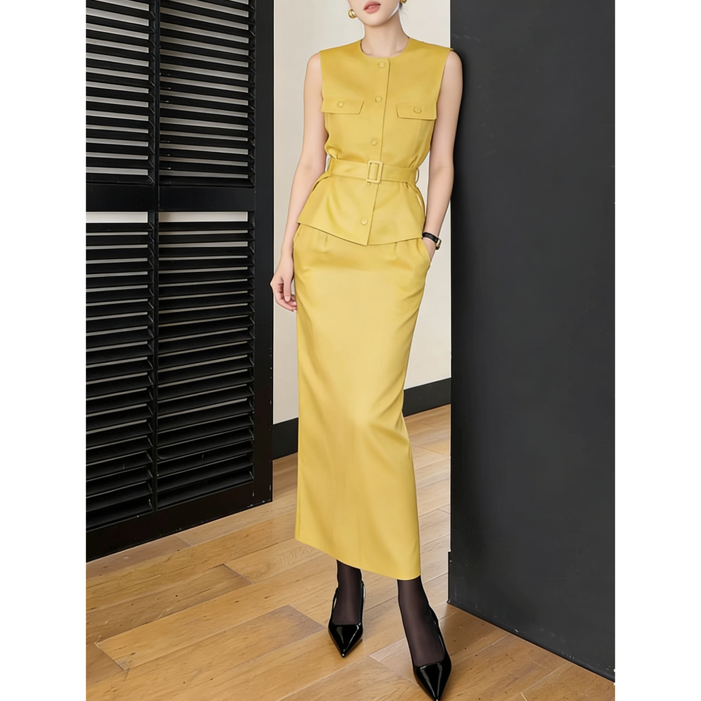 高级感时尚套装2026夏季优雅女神范亚麻马甲半身裙两件套,女装/女士精品,时尚套装,淘宝优惠券,粉丝福利购,淘宝优惠卷