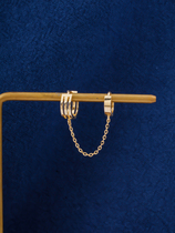 Geunyeon Jinyan pure 14K Gold Earrings female simple personality double earholes K gold earrings girlfriend gift