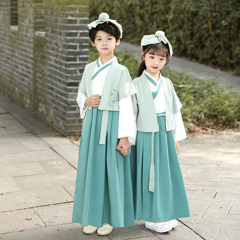 汉服男女童国学服儿童古装书童小学生三字经朗诵元旦节中国风唐装