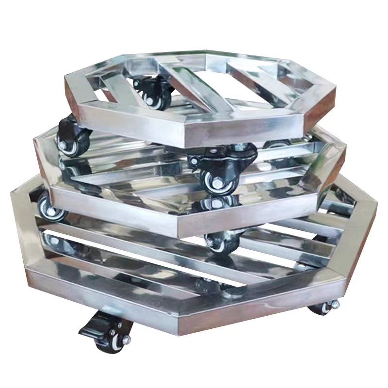 花盆拖滑轮移动花盆托盘带万向轮盆景可移动底座带轮置物架不锈钢