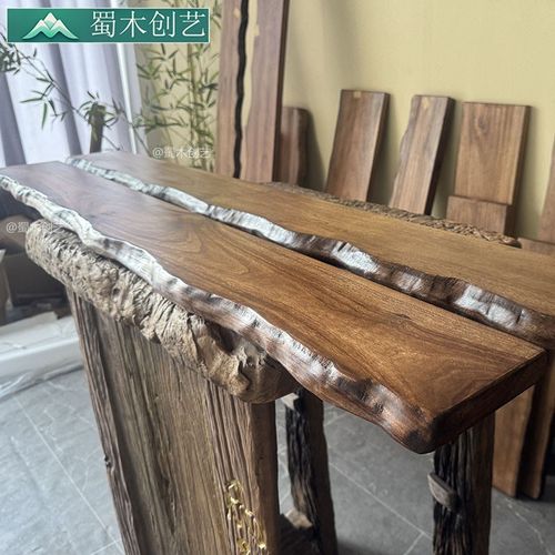 侘寂风实木一字板置物架多层收纳架壁挂客厅书架展示架餐厅储物架