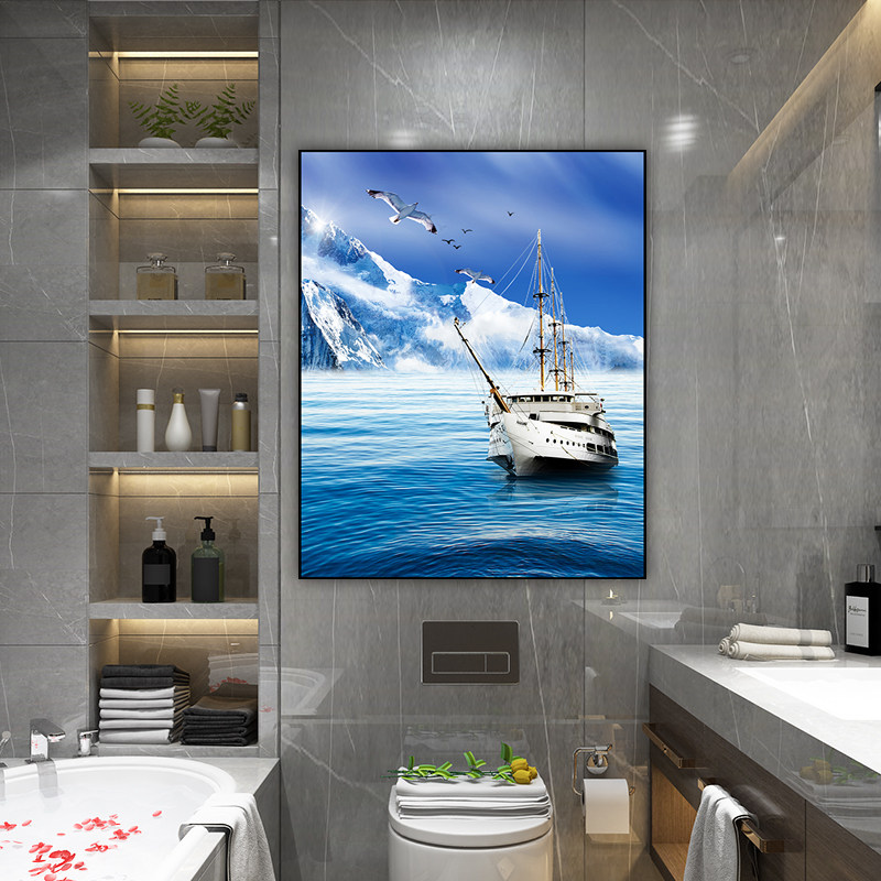 卫生间装饰画自粘沙滩地中海风格酒店浴室挂画洗手间厕所墙面壁画,家居饰品,现代装饰画,淘宝优惠券,粉丝福利购,淘宝优惠卷