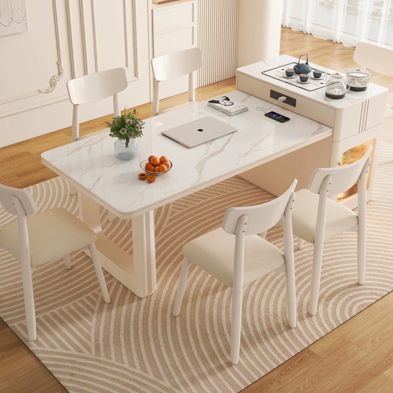 岩板岛台餐桌茶台一体可伸缩小户型家用轻奢现代简约饭桌