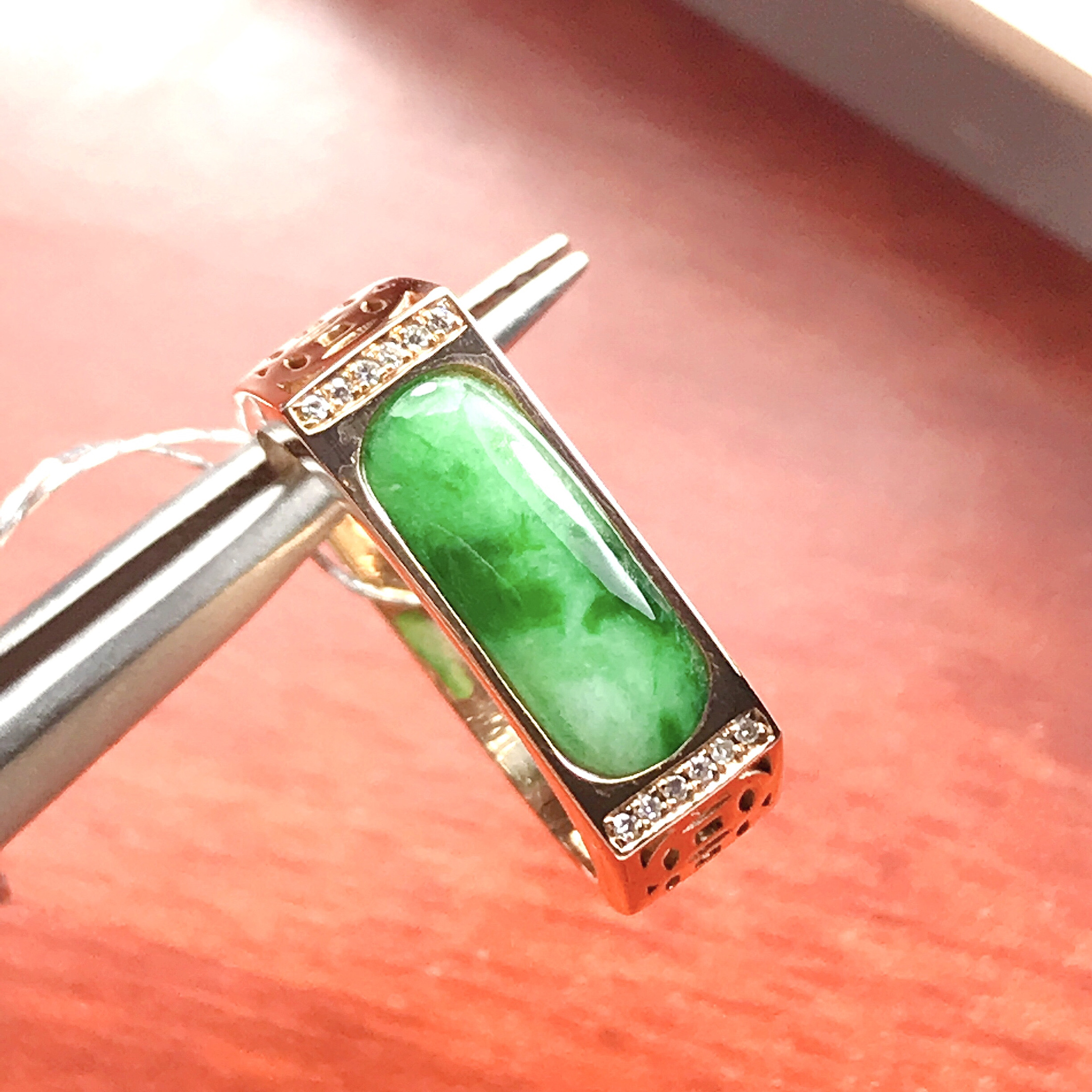 18k玫瑰金天然翡翠马鞍戒指女男款戒指原创气质高级翡翠蛋面戒指