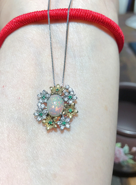 炫彩欧泊吊坠女小众设计感高级轻奢精致闺蜜礼物送女友