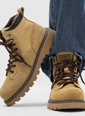 冬季男靴工装风厚底马丁靴高帮户外短靴系带工装休闲男靴8236-K