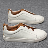2024新款 头层牛皮小白鞋 一脚蹬休闲商务男士 男鞋 板鞋 免系带