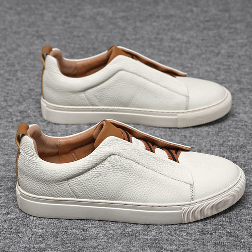 男鞋2024新款头层牛皮小白鞋一脚蹬休闲商务男士板鞋免系带