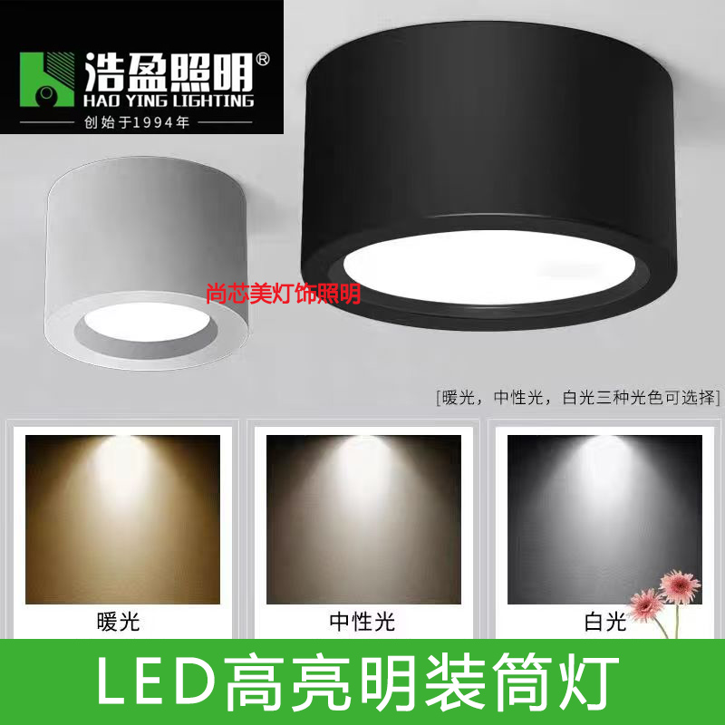 浩盈照明LED明装筒灯黑壳白壳