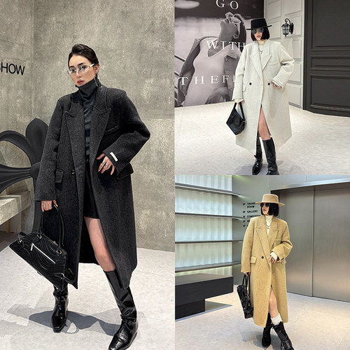 大码女装翻领毛呢外套女120斤到220斤胖妹妹百搭显瘦羊毛大衣冬季