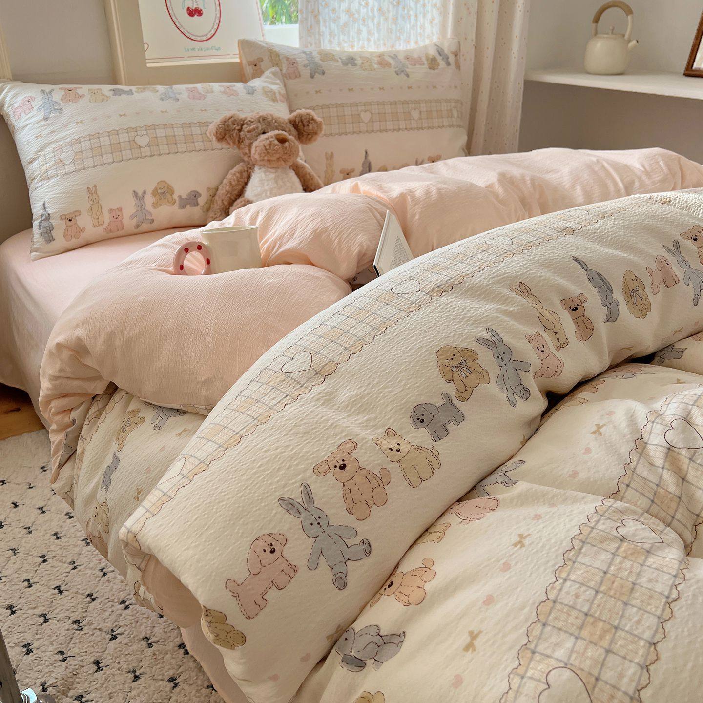 床上用品四件套纯棉2026新款全棉粉色单件被套床笠宿舍床单三件套