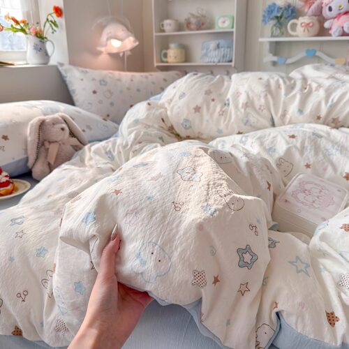 A类母婴级全棉双层纱被套纯棉被罩单件学生宿舍床上三件套四件套4