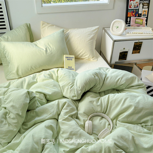 ins风小清新纯棉全棉四件套双拼床单被套床笠单人宿舍床上三件套4