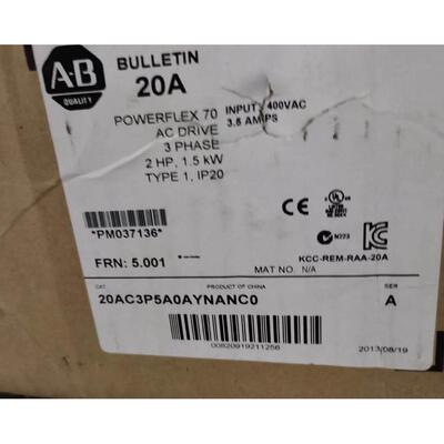 罗克韦尔PowerFlex70 变频器20AC3P5A0AYNANC0 AB全新原装议价