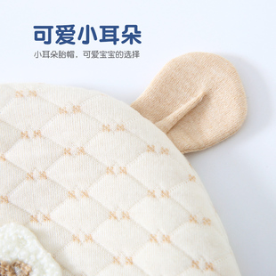 PAPA LEMON新生儿冬季纯棉加厚保暖胎帽婴儿夹棉帽子宝宝可爱潮萌
