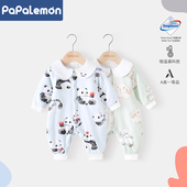 柠檬爬爬婴儿连体衣恒温夹棉新生儿宝宝衣服外出棉服保暖哈衣秋冬