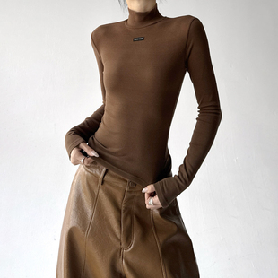 长袖 巨好看半高领打底衫 修身 新款 通勤百磨毛T恤上衣 女2025秋冬季