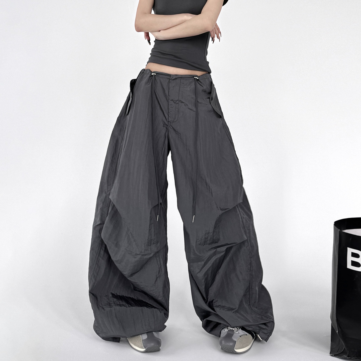 爵士风阔腿裤女2026春秋季新款薄款宽松垂坠感伞兵裤休闲独特长裤,女装/女士精品,休闲裤,淘宝优惠券,粉丝福利购,淘宝优惠卷