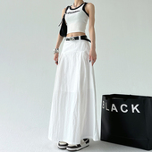 中长款 白色休闲半身裙女2025夏季 新款 显瘦通勤高级感百搭A字长裙