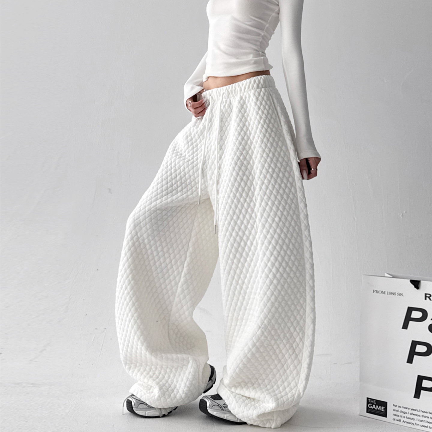 加绒加厚阔腿裤女冬季2025新款