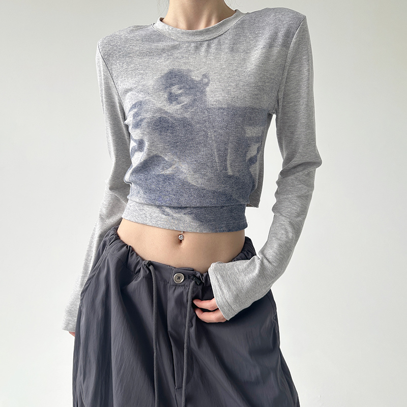 短款打底衫设计感绑带上衣