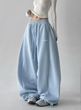 超火2025秋冬装新款运动裤女休闲裤宽松bf慵懒风阔腿弯刀裤香蕉裤