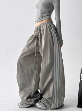 美式复古阔腿裤女2025新款秋冬高腰垂感直筒裤高个子潮学生休闲裤