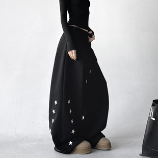 宽松学院风休闲裤 街头卫裤 子 加绒慵懒百搭刺绣直筒运动裤 2025冬季