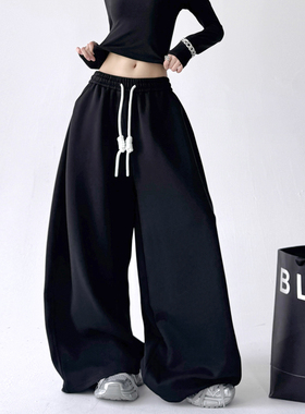 超好看黑色休闲裤女2025秋季新款高腰高个子bf慵懒风舞蹈阔腿裤裤