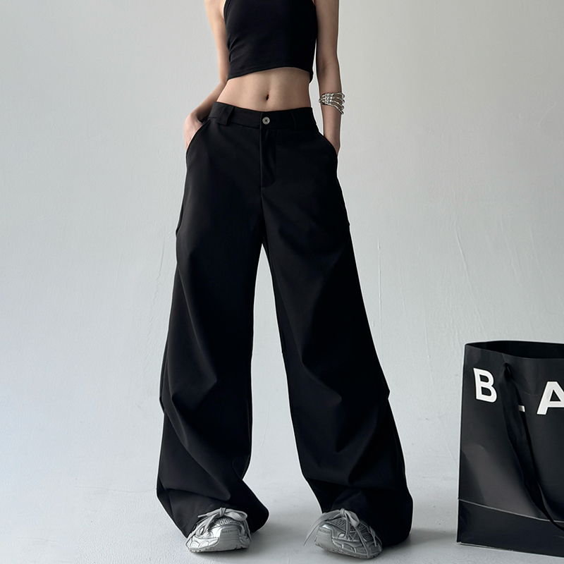 褶皱设计感宽松休闲裤