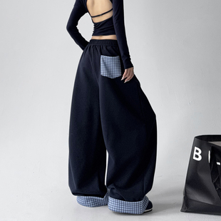 宽松直筒阔腿裤 2026秋冬新款 美式 女爵士舞街舞运动长裤 子 休闲卫裤