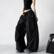 黑色工装 显瘦休闲长裤 风抽绳工装 女宽松阔腿裤 裤 2026春夏新款