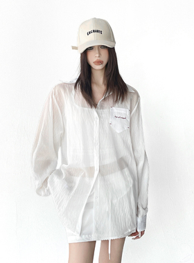 木昱子白色衬衫女2025新款韩版宽松设计感松弛洋气翻领衬衣外套