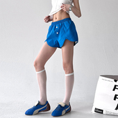 蓝色短裤 女2025夏季 新款 运动工装 外穿宽松A字速干跑步休闲五分裤