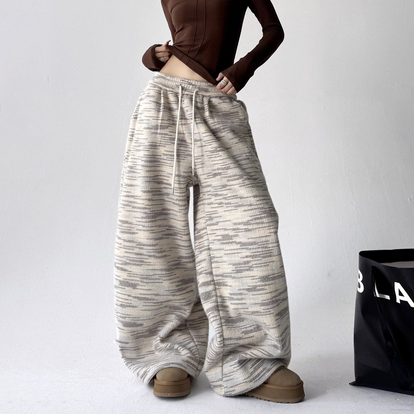 糯米阔腿裤女秋冬2025新高腰垂感宽松直筒软糯休闲裤,女装/女士精品,休闲裤,淘宝优惠券,粉丝福利购,淘宝优惠卷