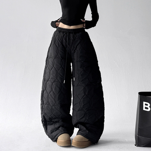 女超火冬装 棉裤 加厚防寒裤 子阔腿裤 2025冬季 直筒休闲滑雪裤 新款