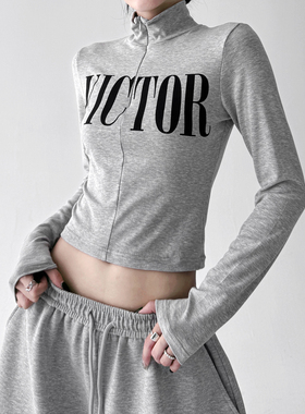 超好看灰色内搭卫衣女2025秋季新款长袖T恤设计感校园风打底衫
