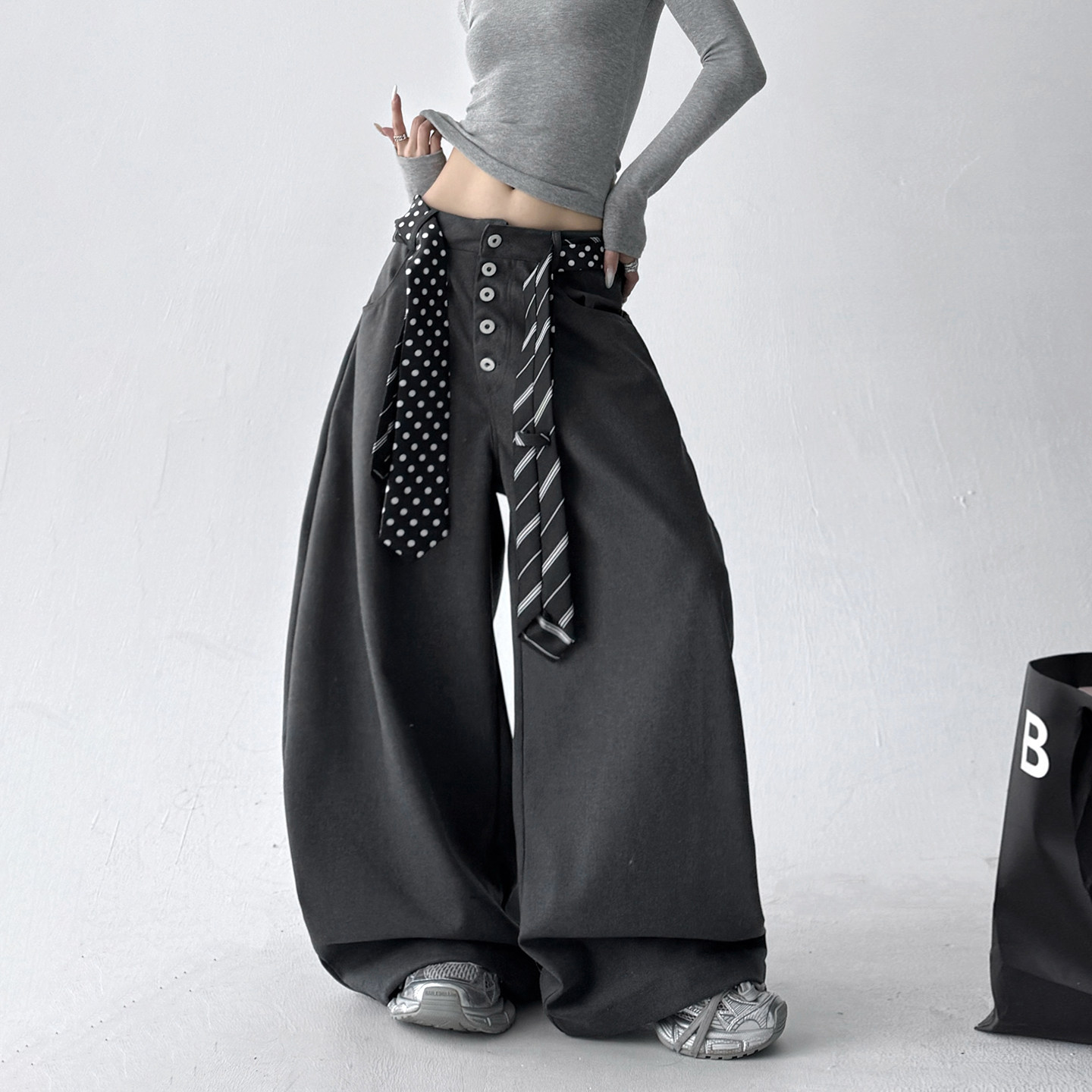 2026秋冬季新款毛呢西裤女宽松廓垂感高级感休闲裤女士洋气毛呢裤 - 木昱子旗舰店出品