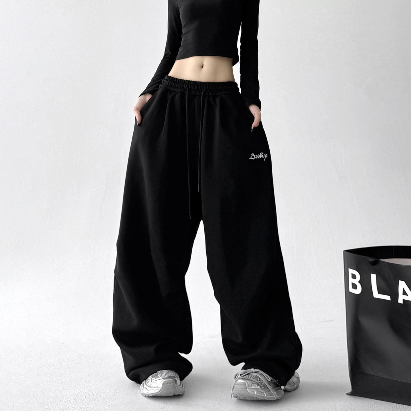 2025秋季新款休闲卫裤女高个子hiphop高街爵士舞裤垂感运动工装裤