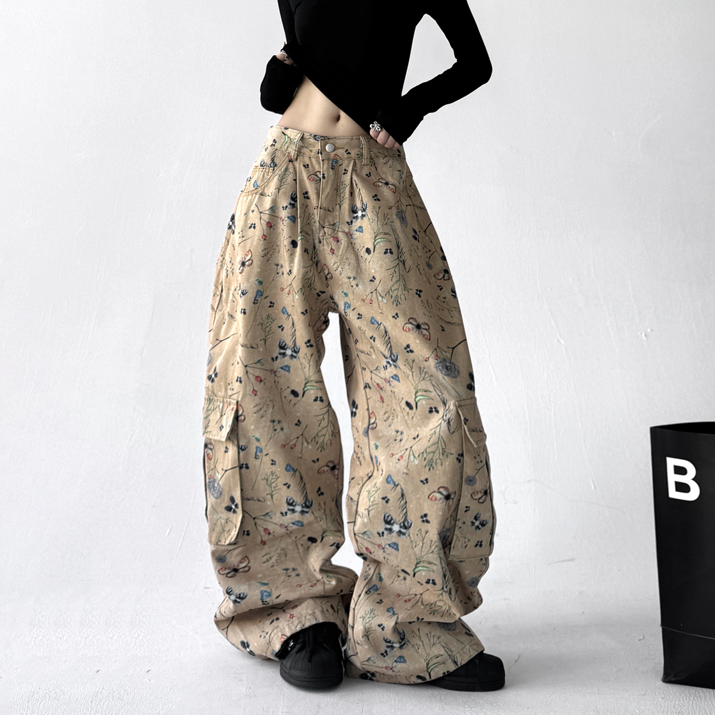 2025秋季新款女装时尚休闲裤女舞蹈宽松慵懒风高腰显瘦直筒阔腿裤