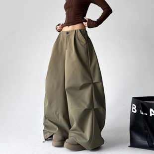 加绒加厚工装裤女秋冬新款2026高腰复古宽松休闲显瘦直筒阔腿长裤