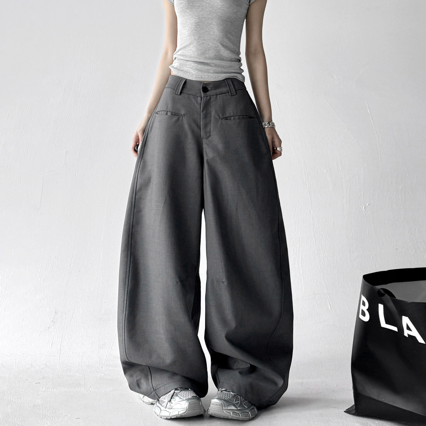 今年流行女裤子2026春季新款通勤西裤阔腿裤女宽松灰色休闲西装裤,女装/女士精品,休闲裤,淘宝优惠券,粉丝福利购,淘宝优惠卷