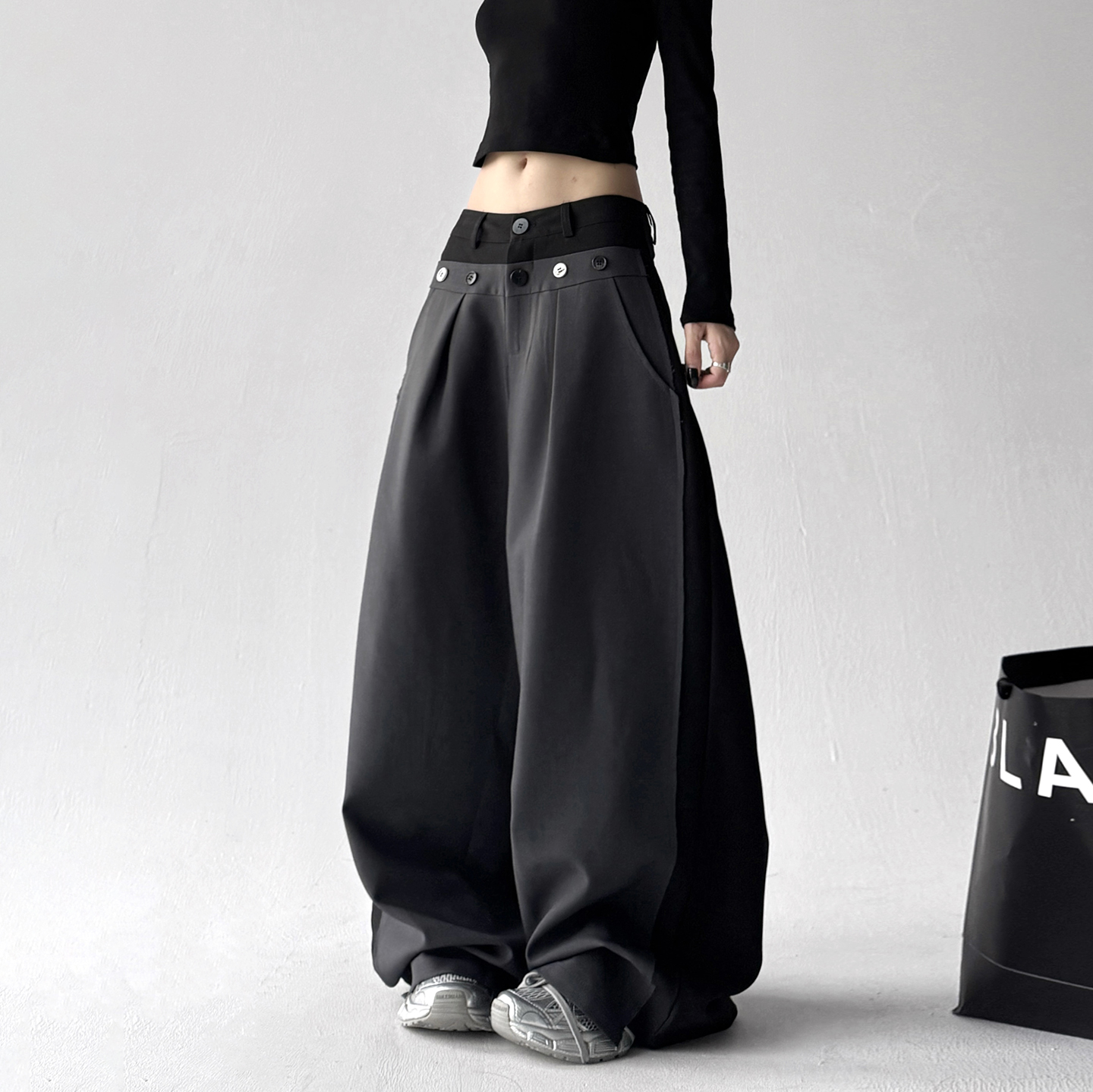 原创设计感阔腿裤女2025春季新款
