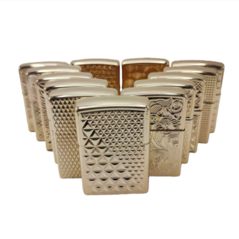 适用于zippo打火机外壳通用镀金立体格子煤油打火机外壳无内胆