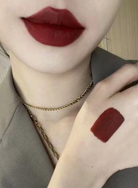 涂全唇!浓郁可可砖红色哑光雾面唇泥显白气场大女主港风学生唇釉