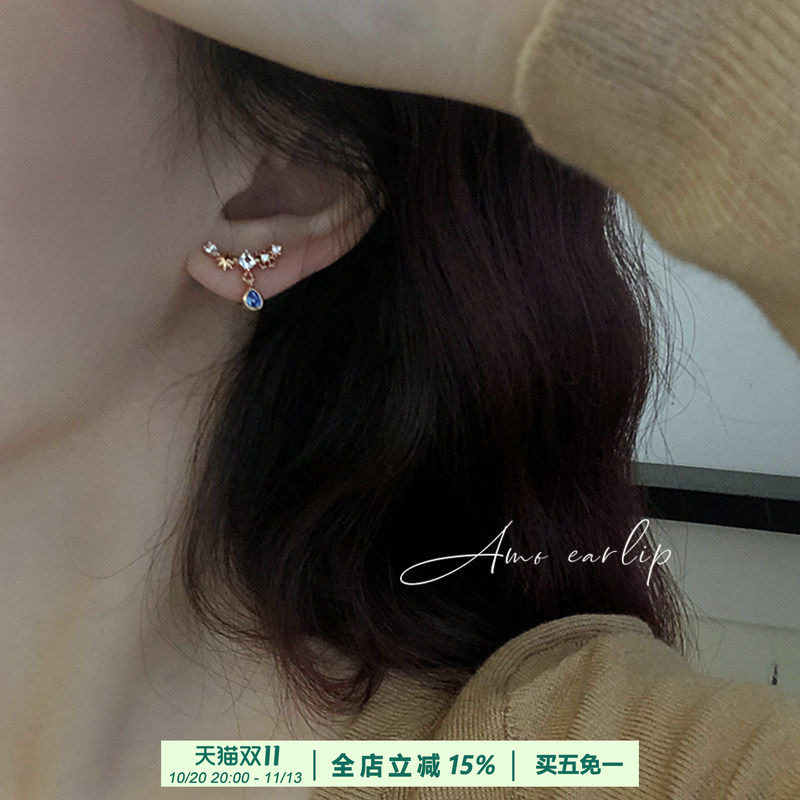 染蓝耳夹女无耳洞小众设计轻奢高级感蚊香盘耳饰2025年新款潮夏季